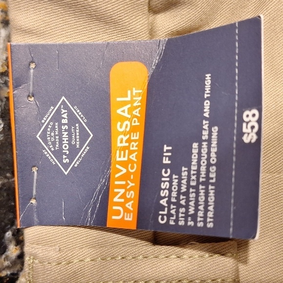F mens St John's Bay easy care flat front casual khaki pants size 44X32. NWT - Picture 7 of 7